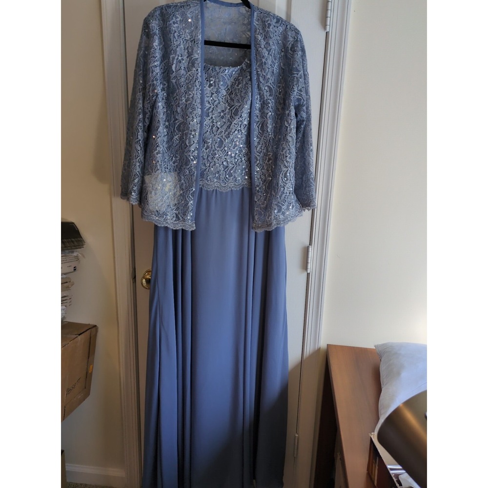 Mother of the Bride or Groom Sequined Sheer LanTing‎ Dress & Jkt Sz 1 M2 NWT